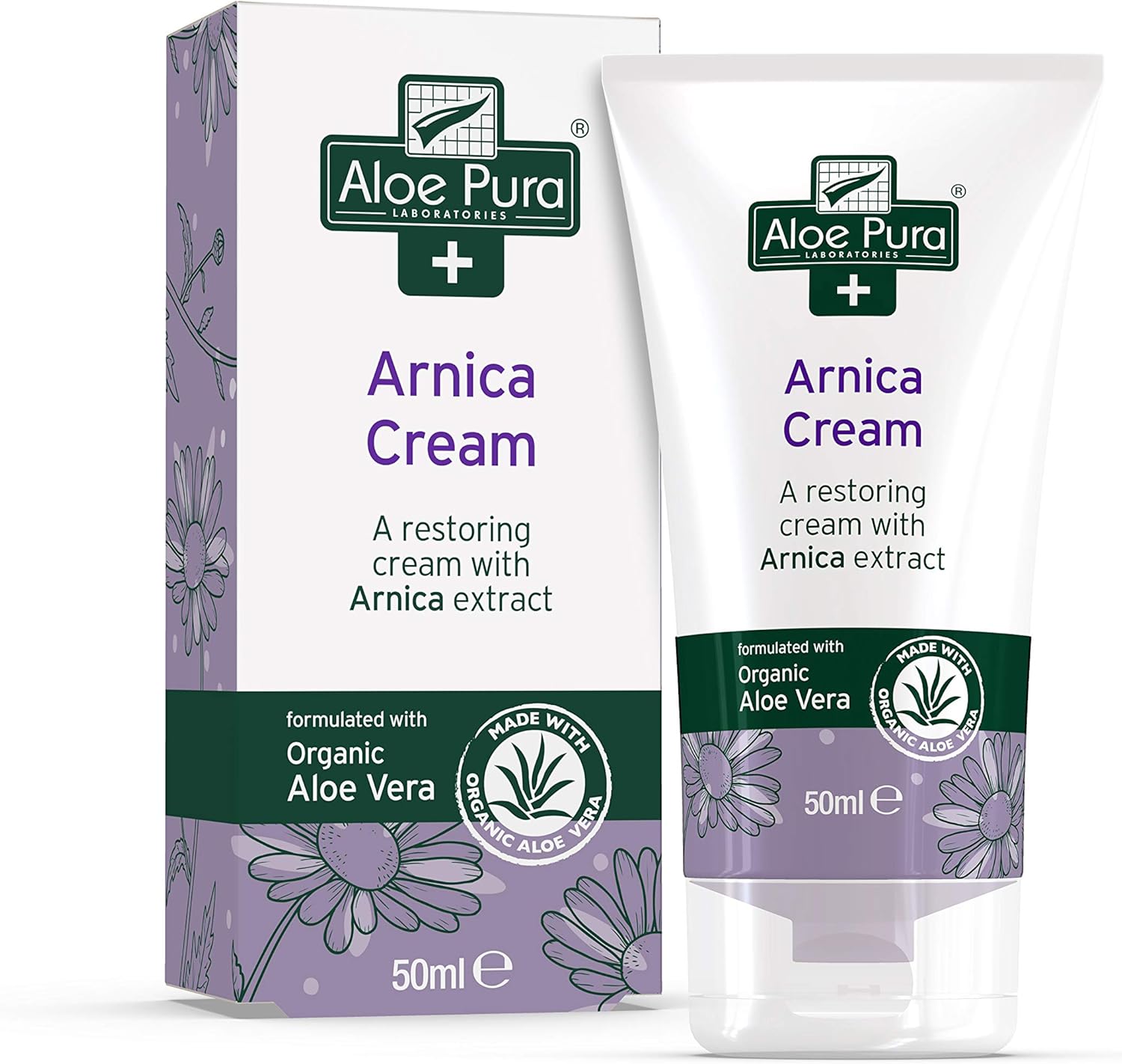 Aloe Pura, Arnica Cream With Organic Aloe Vera, Natural, Vegan, Cruelty Free, Paraben & Sls Free, Restoring, 50 Ml