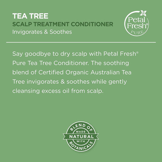 Petal Fresh Pure Scalp Treatment Tea Tree Conditioner, Nourishes the Scalp, Reduces Itchy Scalp and Irritation, Infused with Essential Oils, Vegan and Cruelty Free, 16 Fl. oz