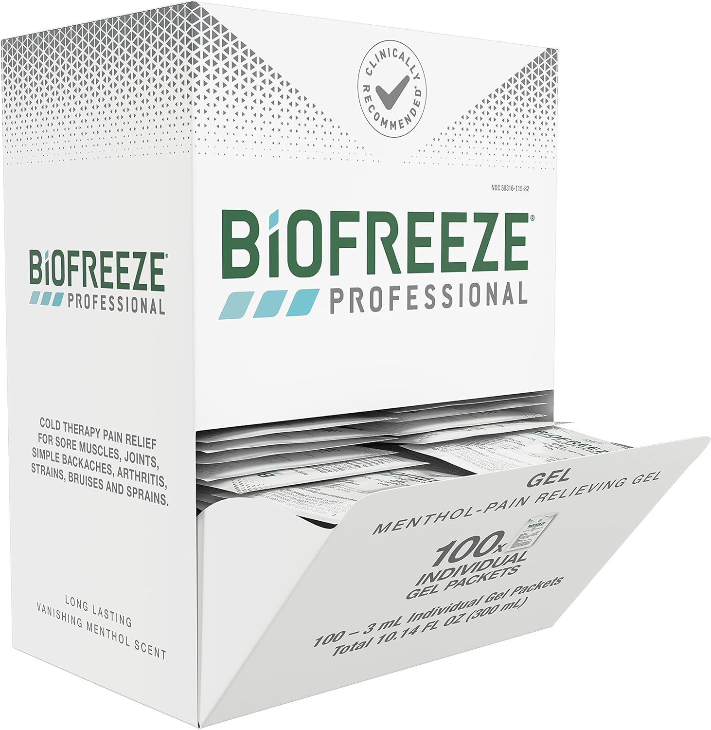 Biofreeze Professional Strength Pain Relief Gel, Arthritis Pain Reliver, Knee & Lower Back Pain Relief, Sore Muscle Relief, Neck Pain Relief, 100 Count (3ml Biofreeze Menthol Gel Packet)