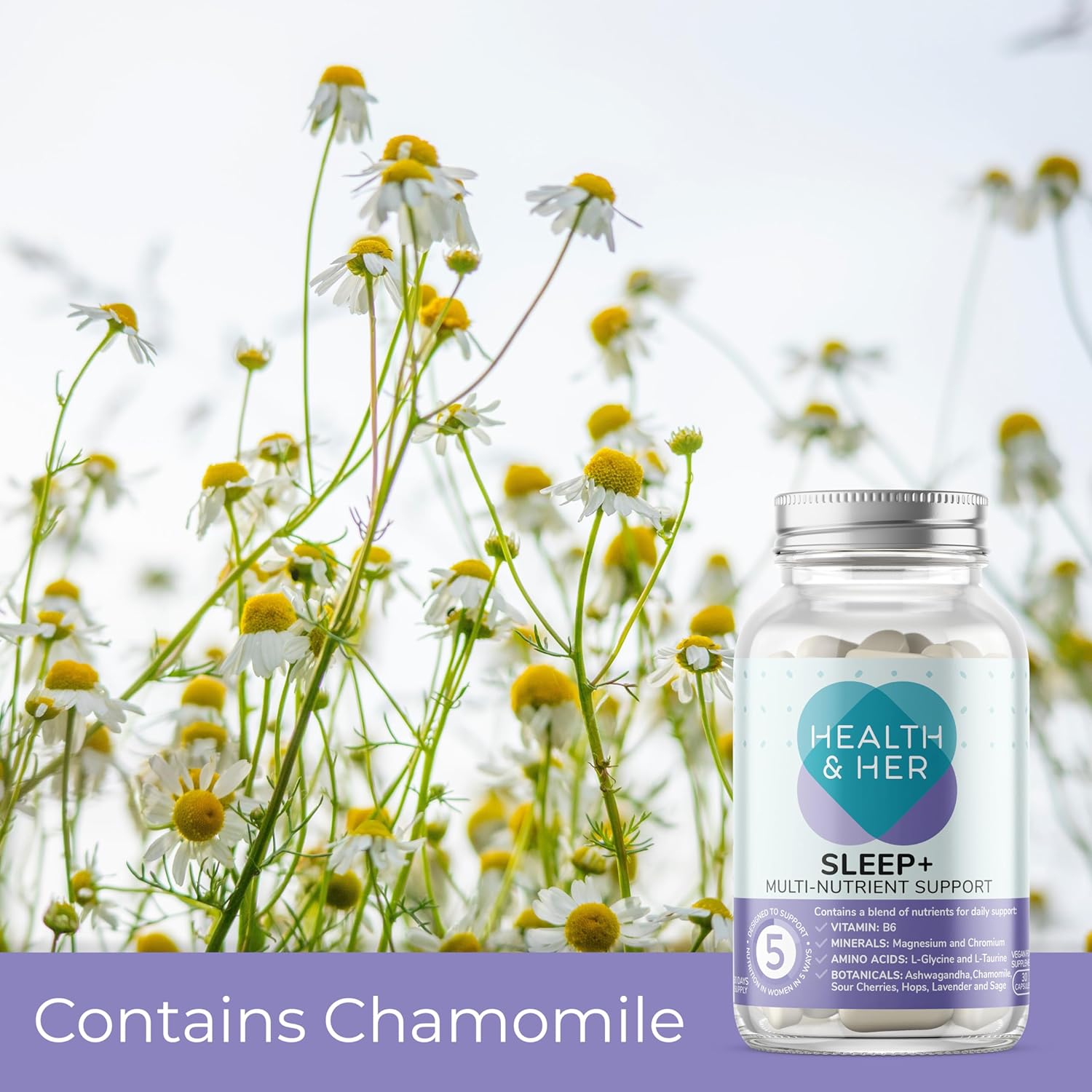 Health & Her Sleep+ Supplements for Women - Women's Multivitamin with Lavender, Chamomile & Magnesium - Vegan, Gluten-Free - 2 Month Supply, 60 Capsules : Amazon.co.uk: Health & Personal Care
