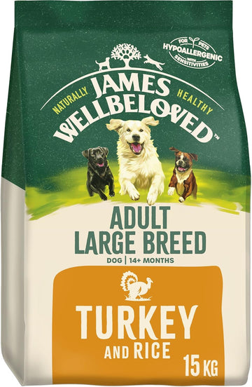 James Wellbeloved Adult Large Breed Turkey & Rice 15 kg Bag, Hypoallergenic Dry Dog Food?02JTRLB15