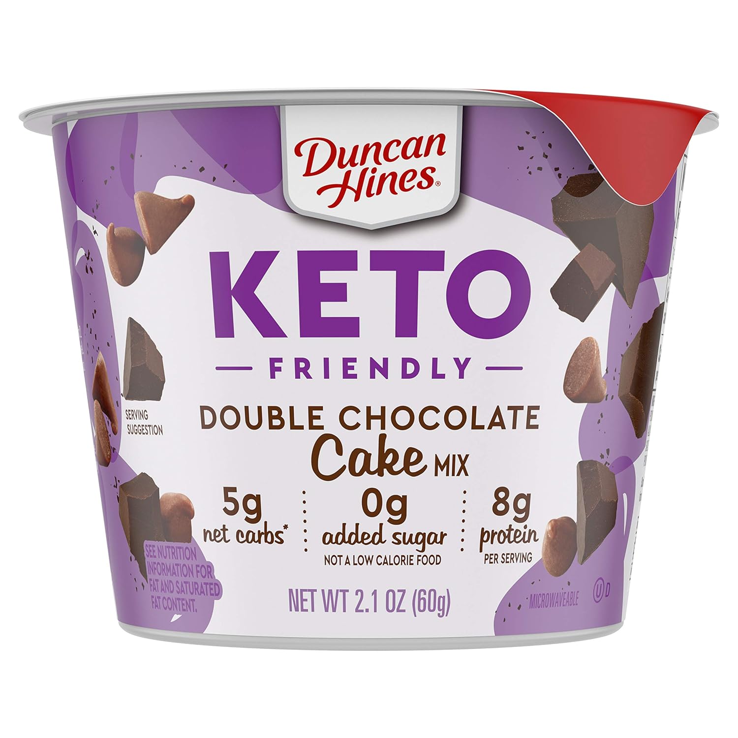 Duncan Hines Keto Friendly Cake Cups Double Chocolate Cake Mix, 2.1 Oz