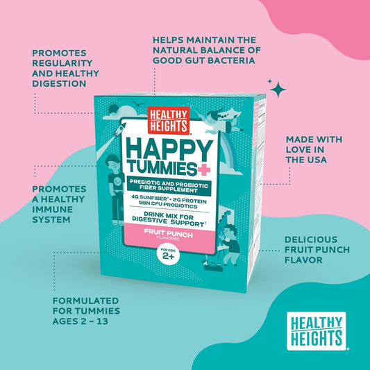 Healthy Heights Happy Tummies Prebiotic And Probiotic Fiber Supplement For Kids Ages 2+