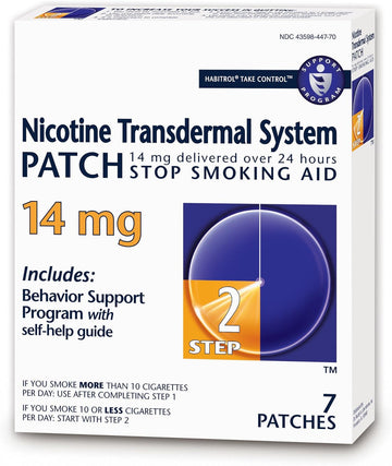 Habitrol Nicotine Transdermal System Patch | Stop Smoking Aid | Step 2 (14 Mg) | 7 Patches (1 Week Kit)