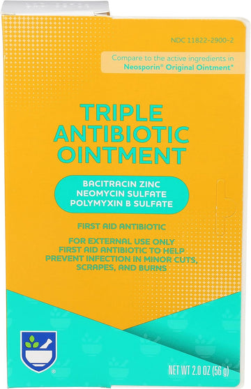 Rite Aid Triple Antibiotic Ointment 2 Ounce, First Aid Ointment for Minor Scratches and Wounds and Prevents Infection