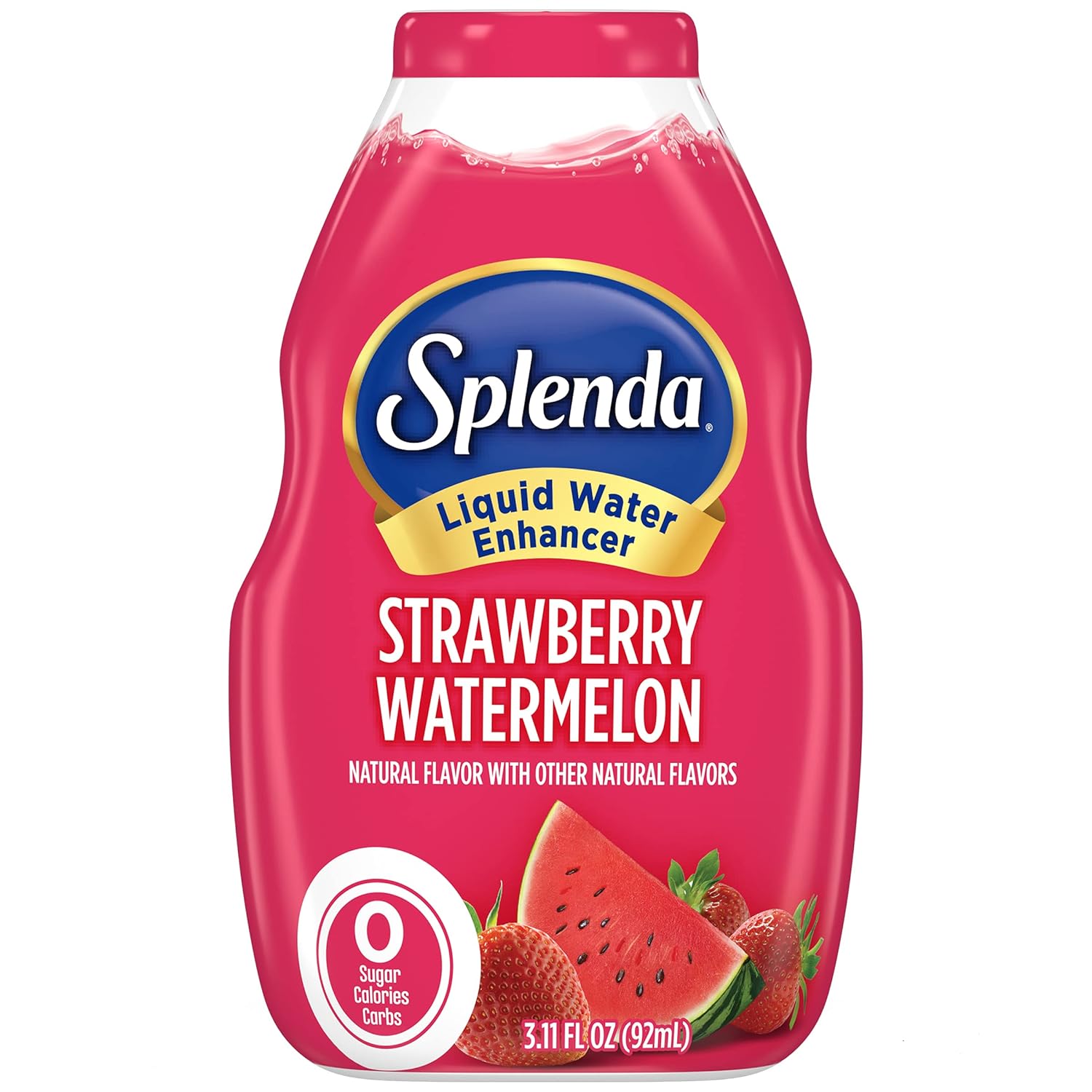 Splenda Liquid Water Enhancer Drops, Sugar Free, Zero Calorie, Natural Flavor, Concentrated Drink Mix, 3.11 Fl Oz Each Bottle (Strawberry Watermelon, 1 Pack)