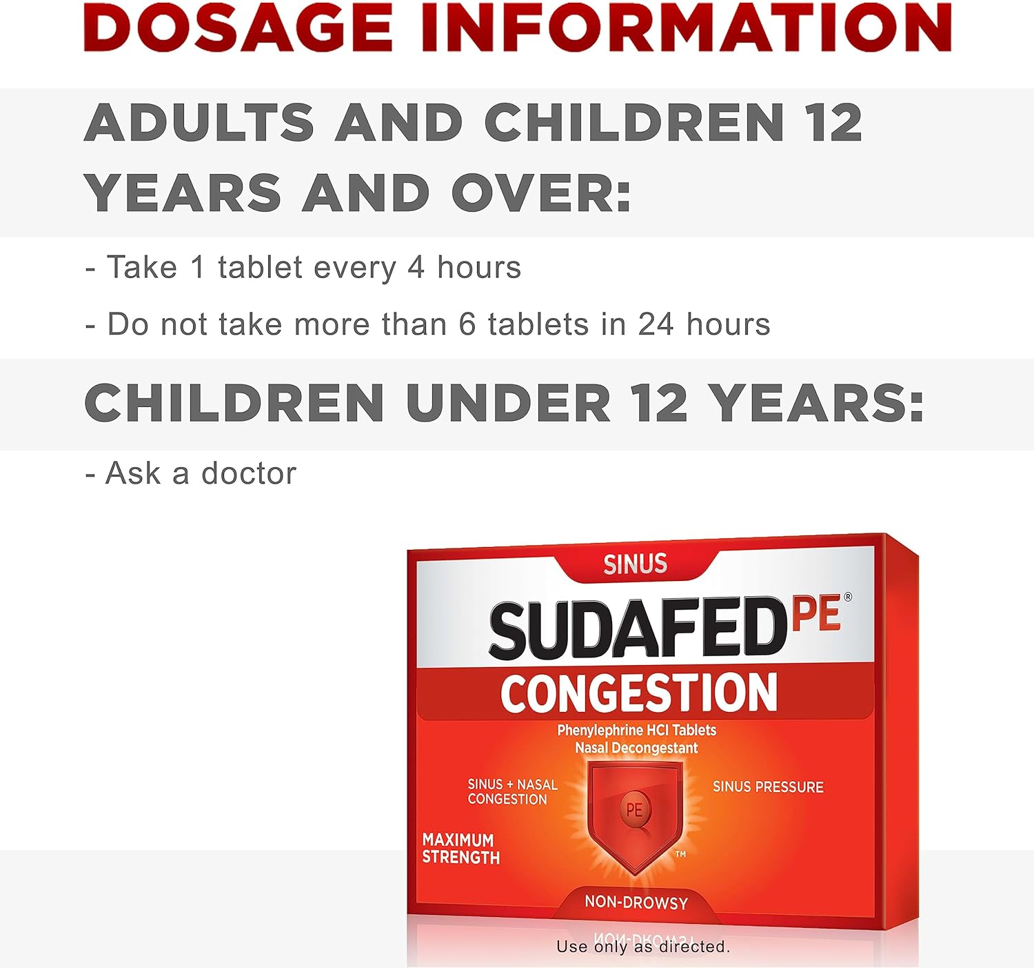 Sudafed PE Sinus Congestion Maximum Strength Non-Drowsy Decongestant Tablets, 36 ct : Everything Else