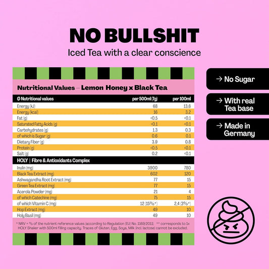Holy Iced Tea Blackberry X Black Tea | 50 Portions With Antioxidants & Superfoods | Sugar-Free Iced Tea With Relax Formula | Vegan With 100% Natural Fruit Flavours