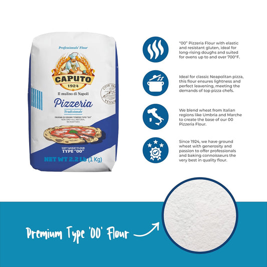 Antimo Caputo Pizzeria 00 Flour (Blue) 2.2 Lb - Pack Of 2 (Total 4.4 Lbs)