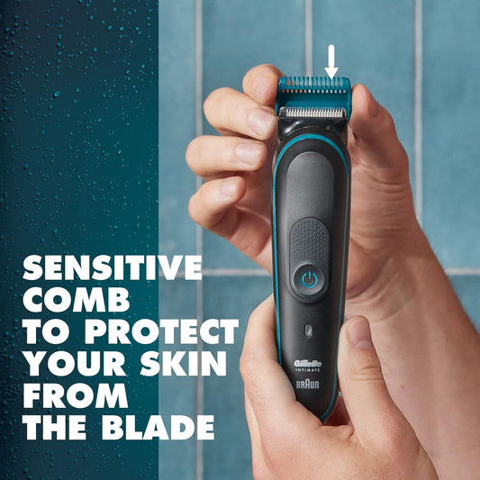 Gillette I7 Intimate Men’S Premium Pubic Hair Trimmer, Waterproof Led Body Hair Trimmer For Men, Manscaping Body Groomer