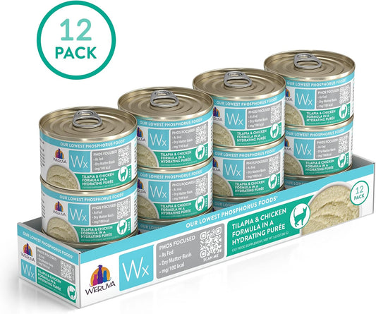 Weruva Wx Phos Focused, Tilapia & Chicken Formula In A Hydrating Purée, 3Oz Can (Pack Of 12)