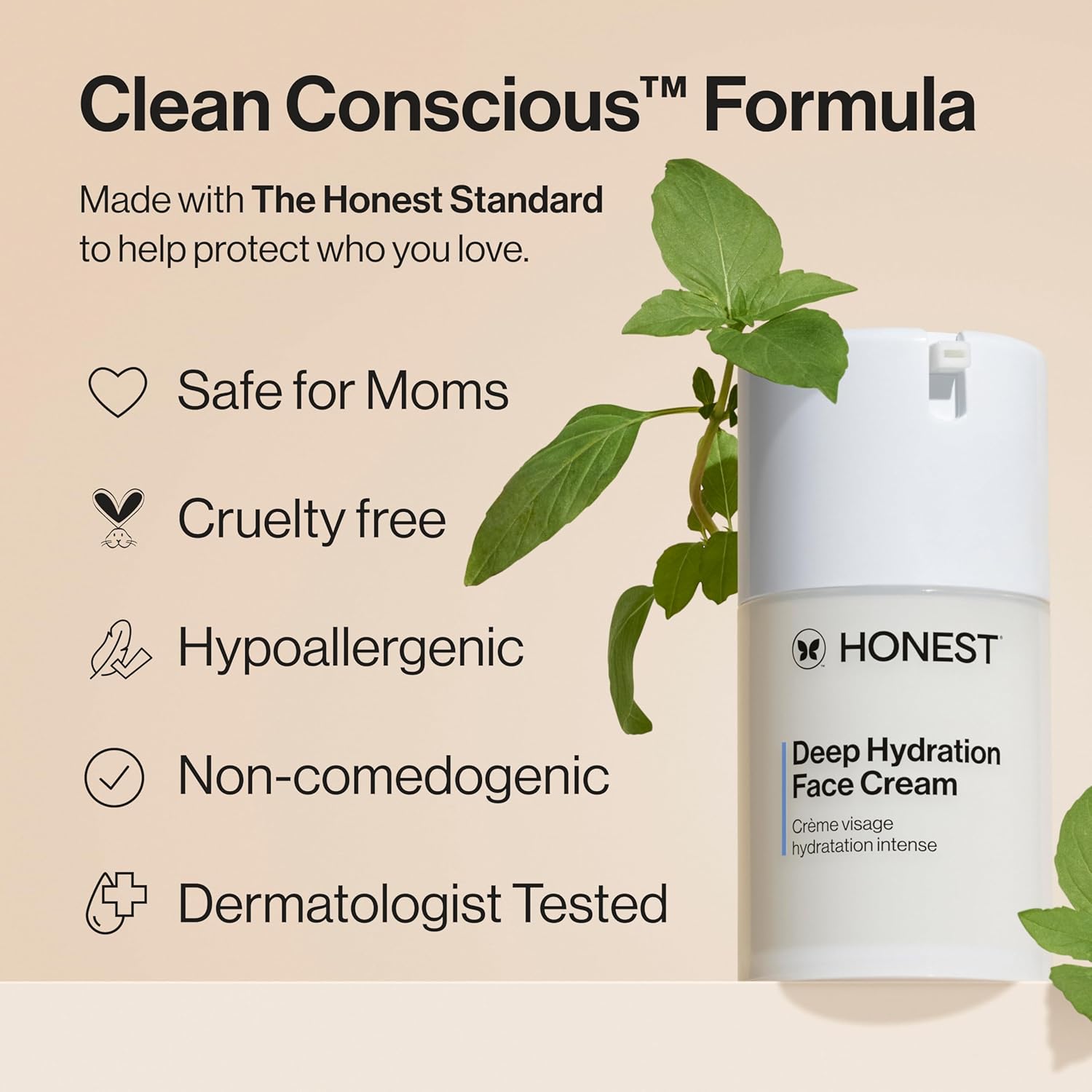 Honest Beauty Deep Hydration Face Cream For Dry Skin | Hydrates + Supports Natural Moisture Barrier | Hypoallergenic + Gentle For Sensitive Skin | 1.7 Fl Oz : Beauty & Personal Care