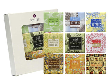 French Milled Botanical Soap Sampler Set Of 9 - Individually Wrapped Vegetable-Based Mini Soaps With Essential Oils, Shea Butter, And Natural Extracts (Beach Scents)