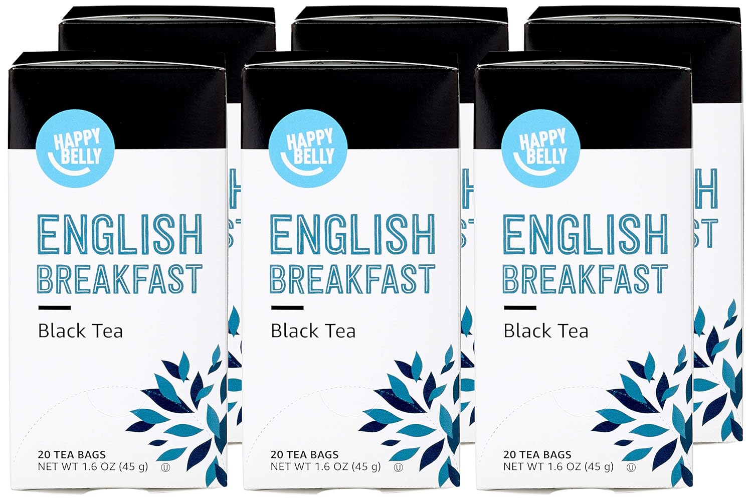 Happy Belly Tea Bags, English Breakfast, 120 Count (6 Packs of 20)