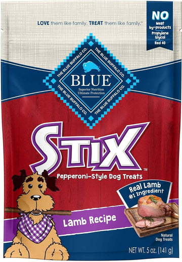 Blue Buffalo Stix Natural Soft-Moist Dog Treats, Lamb Recipe 5-Oz Bag (Pack Of 6)