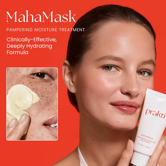 Prakti Mahamask Pampering Moisture Treatment, Deeply Hydrates, Firms, & Smooths Fine Lines With Antioxidants & Hyaluronic Acid, 2 Fl.Oz