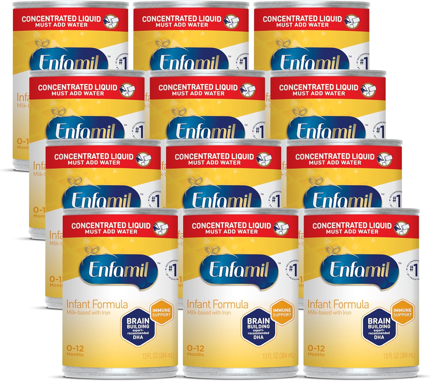 Enfamil Concentrated Liquid Infant Formula, Milk-based Baby Formula with Iron, Omega-3 DHA & Choline, 13 Fl Oz Can (Pack of 12)