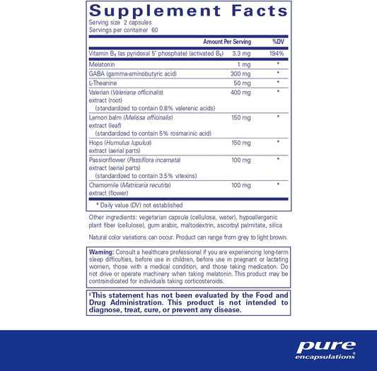 Pure Encapsulations Best-Rest Formula | Supplement to Support The Onset of Sleep and Sleep Quality* | 120 Capsules