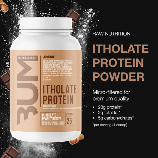 RAW Whey Isolate Protein Powder, Chocolate Peanut Butter (CBUM Itholate) - 100% Grass-Fed Sports Nutrition Powder for Muscle Growth & Recovery - Low-Fat, Low Carb, Naturally Flavored - 25 Servings