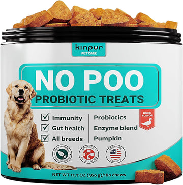 Probiotics for Dogs - Dog Probiotics and Digestive Enzymes for Small, Medium and Large Dogs - Support Gut Health, Itchy Skin, Allergies, Yeast Balance, Immunity (No Poo - 180 Chews)