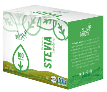 Sweet Nature Stevia Sweetener Powder All Natural Kosher Gluten And Sugar Free 100 Packets, 0.22 Count