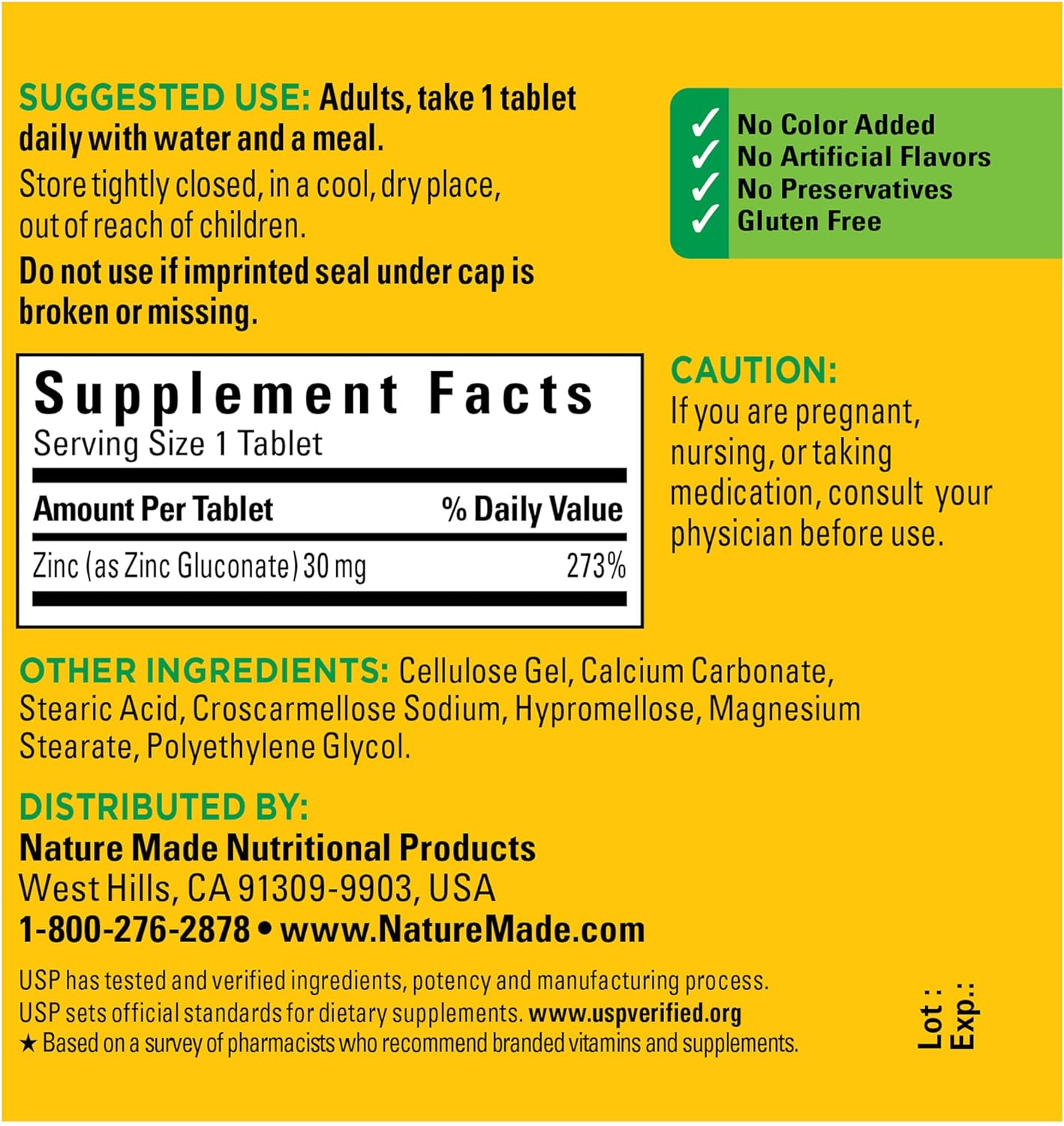 Nature Made Zinc 30 mg, Dietary Supplement for Immune Health and Antioxidant Support, 100 Tablets, 100 Day Supply : Health & Household