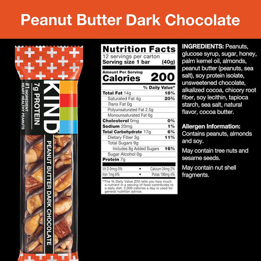 Kind Bars, Variety Pack, Dark Chocolate Nuts & Sea Salt, Peanut Butter Dark Chocolate, Healthy Snacks, Gluten Free, 24 Count