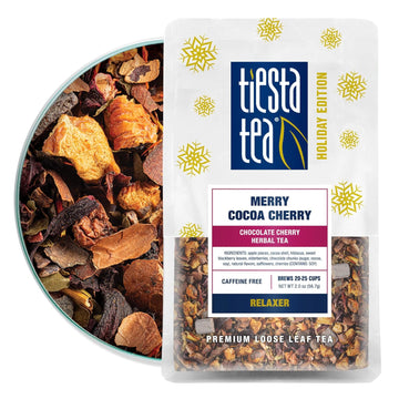 Tiesta Tea - Merry Cocoa Cherry | Chocolate Cherry Herbal Tea | Premium Loose Leaf Tea Blend | Non Caffeinated Holiday Teas | Make Hot Or Iced Tea & Brews Up To 25 Cups - 2 Ounce Resealable Pouch