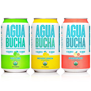 Mother Kombucha Agua Bucha | Kombucha Powered Sparkling Water | Variety Pack | Light & Delicious | Vitamin Rich & Only 4 Calories | Usda Organic | No Artificial Ingredients | B12 |12 Fl Oz (12 Pack)