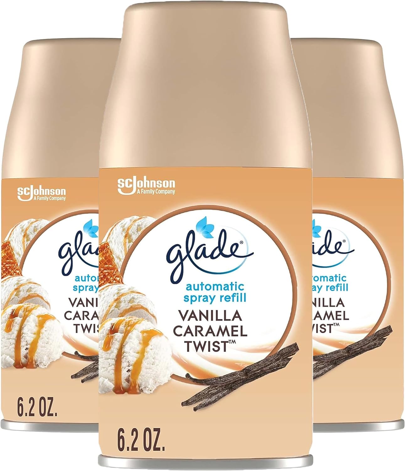 Glade Automatic Spray Refill, Air Freshener for Home and Bathroom, Vanilla Caramel Twist, 6.2 Oz, 3 Count