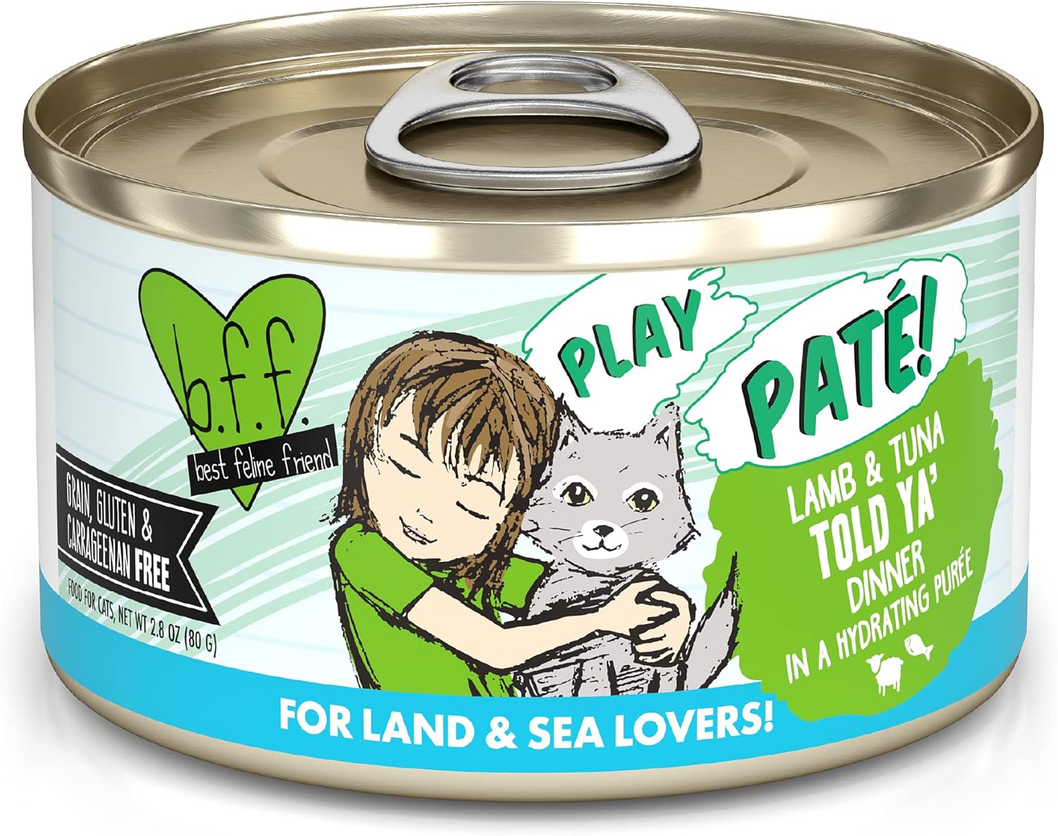 Weruva B.F.F. Play - Best Feline Friend Paté Lovers, Aw Yeah!, Lamb & Tuna Told Ya' With Lamb & Tuna, 2.8Oz Can (Pack Of 12)