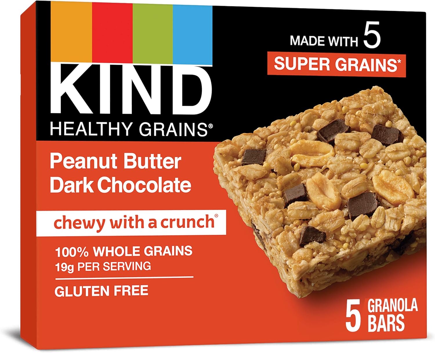 Kind Healthy Grains Peanut Butter Dark Chocolate Bars, Gluten Free Bars, 1.2 Oz Bars (40 Count)