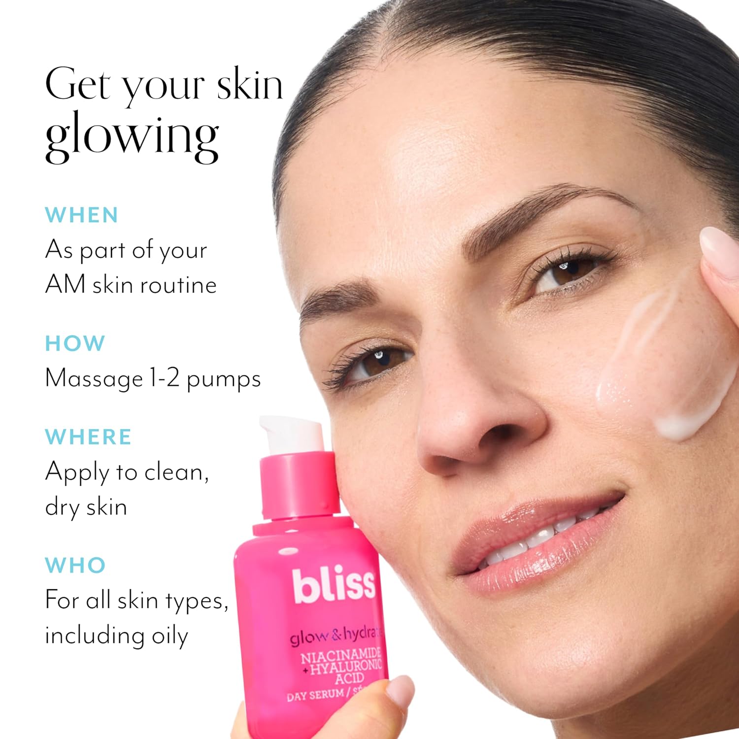 Bliss Glow & Hydrate Serum - Niacinamide + Hyaluronic Acid Serum+Jelly Glow Peel™ Gentle Non-Abrasive Cleanser and Exfoliator With Fruit Enzymes : Beauty & Personal Care