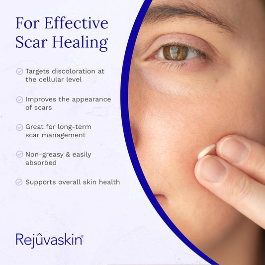 Rejuvaskin Scar Esthetique Scar Cream With Silicone, Reduces The Appearance Of Surgical Scars, Burns, Stretch Marks, Keloids & Acne Scars, 10Ml/0.338 Oz