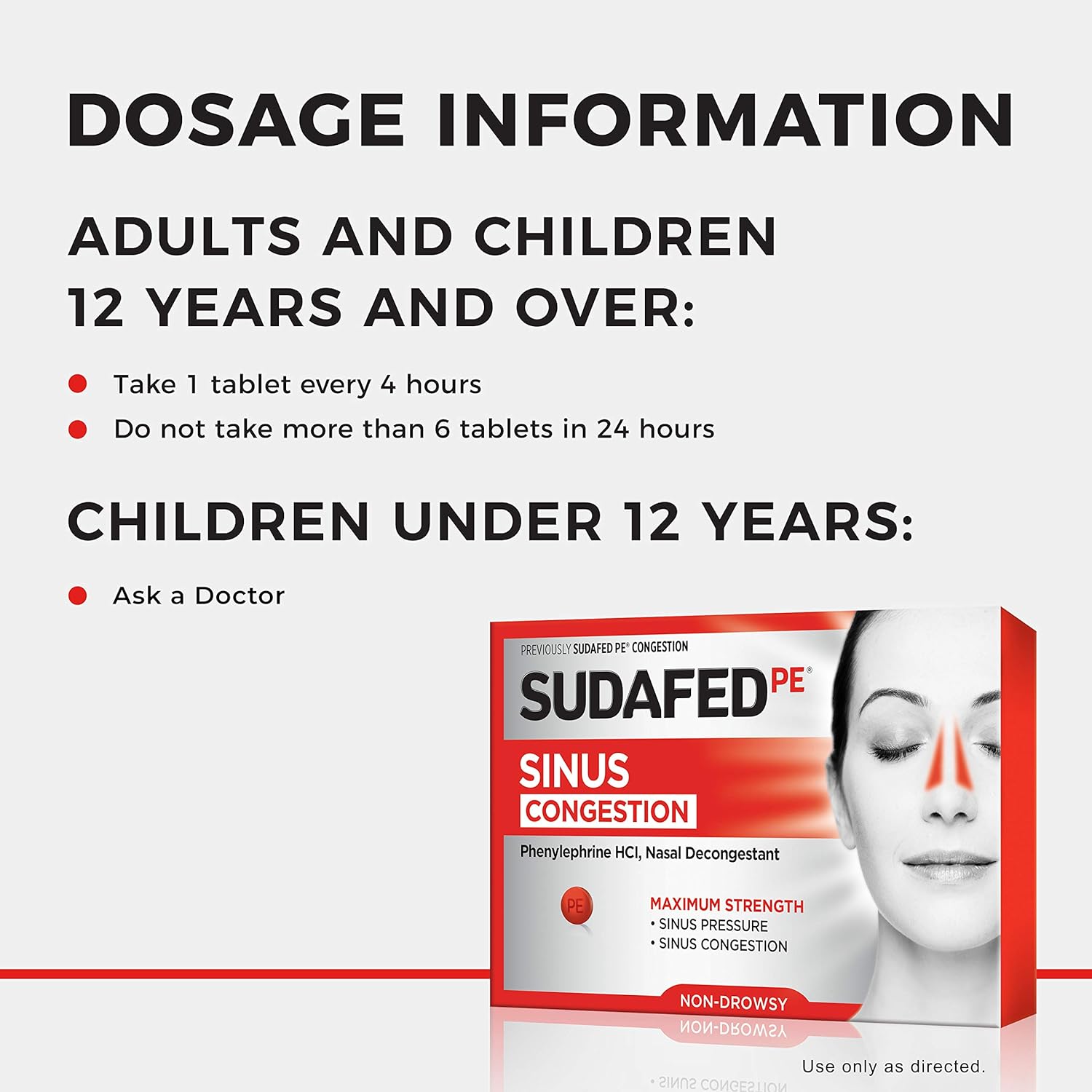 Sudafed PE Sinus Congestion Maximum Strength Non-Drowsy Decongestant Tablets, 18 ct : Everything Else
