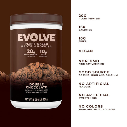 Evolve Protein Powder, Classic Chocolate, 20G Protein,10G Fiber, 1 Lb