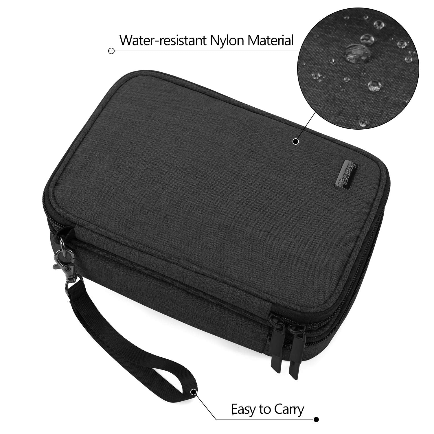 Teamoy Travel Makeup Brush Case(Up To 8.8"), Professional Makeup Train Organizer Bag With Handle Strap For Makeup Brushes And Makeup Essentials-Medium, Black(No Accessories Included)