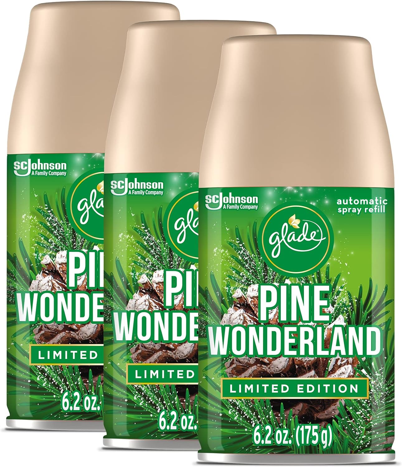Glade Automatic Spray Refill, Air Freshener for Home and Bathroom, Pine Wonderland, 6.2 Oz, 3 Count
