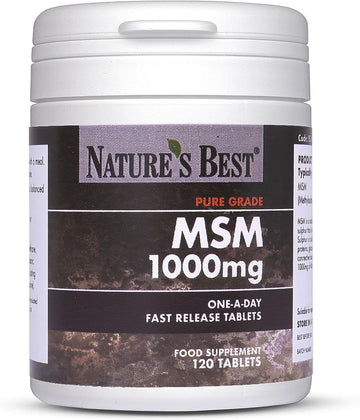 Pure Msm 1000Mg Fast-Release Tablets - 120 Tablets, 1-A-Day For 4 Months - Natural Source, Non-Toxic & Long-Term Safe - Fast-Release, Taste-Free, One-A-Day Formula