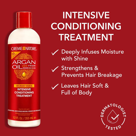 Creme Of Nature, Argan Oil For Hair, Intensive Conditioning Treatment, Argan Oil Of Morocco, Moisturizing Hair Care, 15.2 Fl Oz
