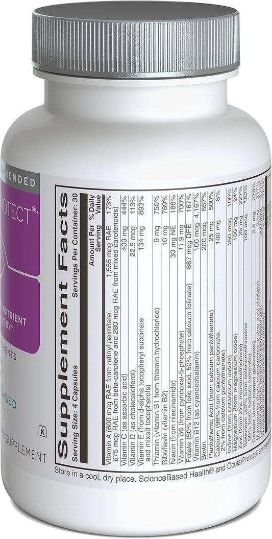Ocularprotect – Daily Multivitamin With Advanced Eye Health Support – 40+ Key Nutrients, Antioxidants & Plant-Based Compounds – Includes Floraglo Lutein, Zeaxanthin, Alpha Lipoic Acid – 120 Capsules
