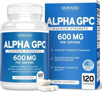 Alpha Gpc Choline Capsules - 120 Count, 600Mg Servings (Brain Support Aid That Supports Focus, Memory, Motivation, & Energy (Third Party Tested, Vegan Safe Made In The Usa) Brain Support Supplement