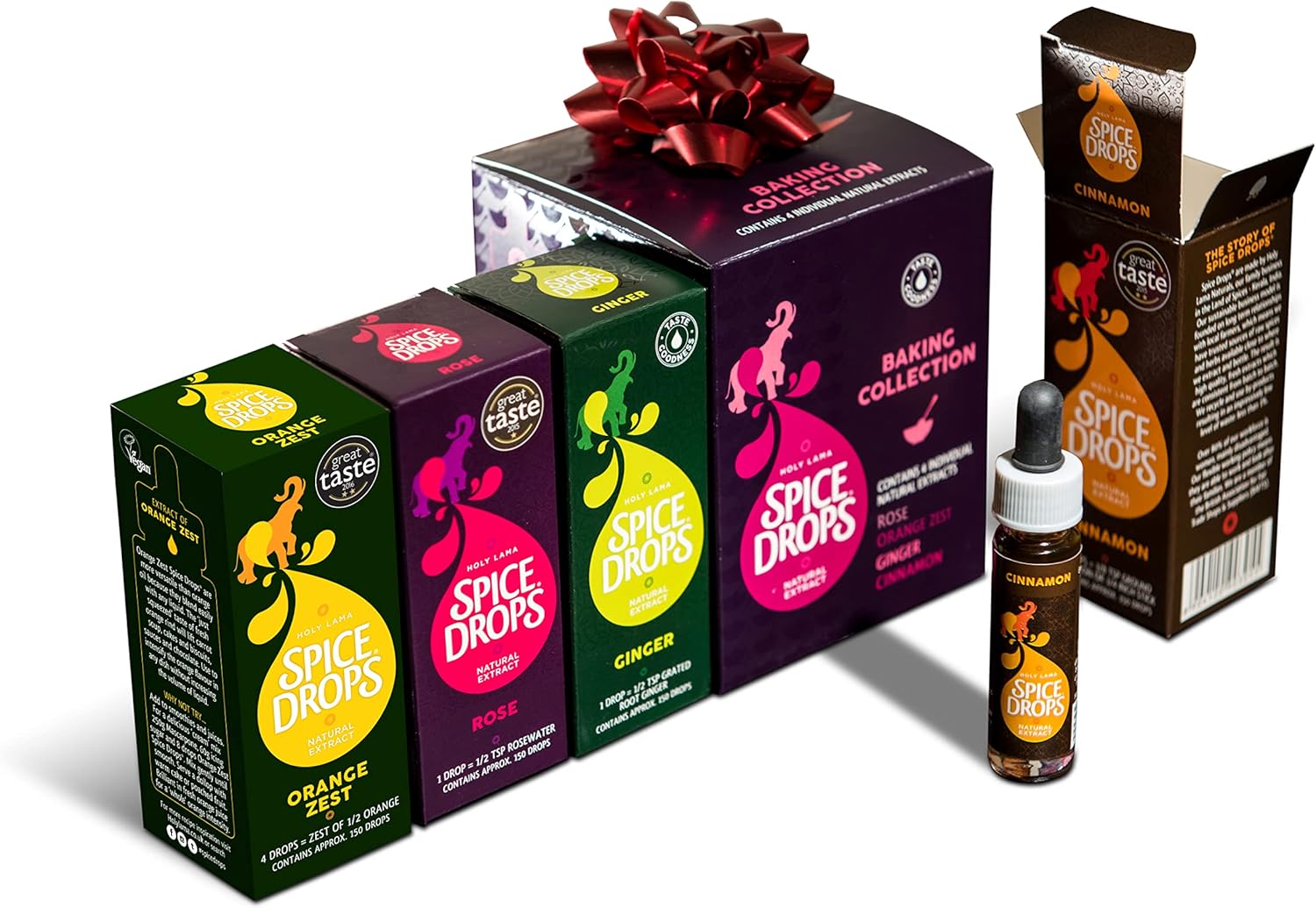 Holy Lama Spice Drops Extract - Tea Collection – Natural, Pure, Authentic Ingredients. Coffee, Tea, Herbal, Sweet, Dessert, Or Cooking, Baking Recipes 4 X 5Ml Cinnamon, Ginger, Chai, Lemongrass