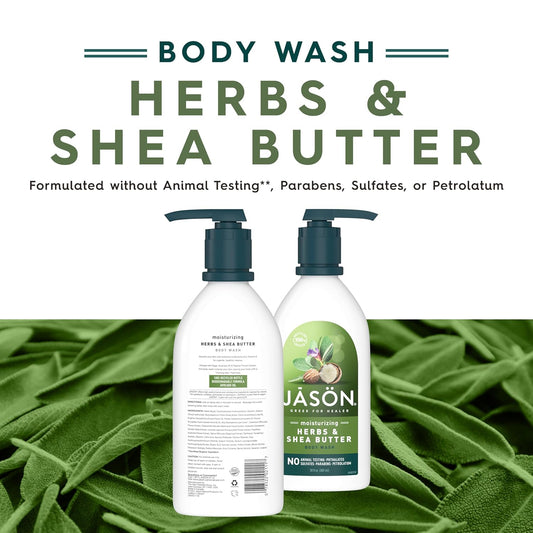 Jason Herbs And Shea Butter Moisturizing Body Wash, For A Gentle Feeling Clean, 30 Fluid Ounces