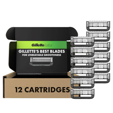 Gillettelabs Razor Blade Refills, 12Ct Razor Cartridges, Razor Refills For Men Compatible With Gillettelabs Exfoliating Bar Razor And Heated Razor