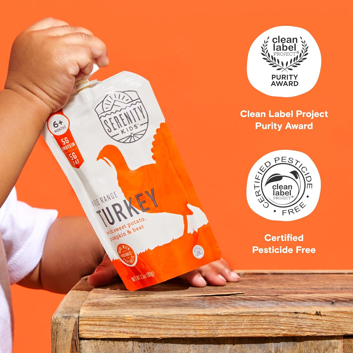 Serenity Kids 6+ Months Baby Food Pouches Puree Made With Ethically Sourced Meats & Organic Veggies | 3.5 Ounce Bpa-Free Pouch | Free Range Turkey, Sweet Potato, Pumpkin, Beet | 1 Count