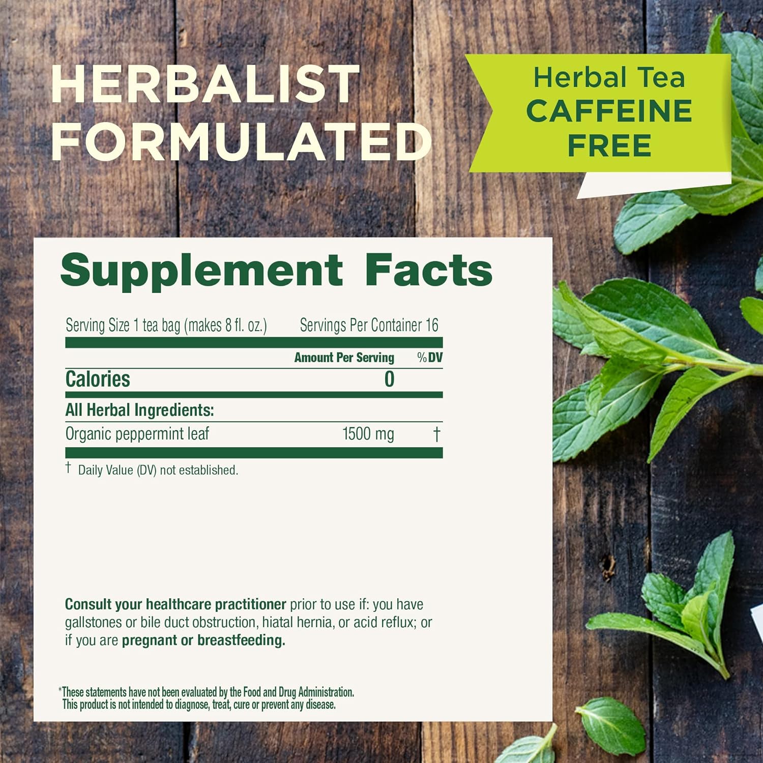 Traditional Medicinals Tea, Organic Peppermint, Soothes Your Belly, Refreshing & Minty, 96 Tea Bags (6 Pack)
