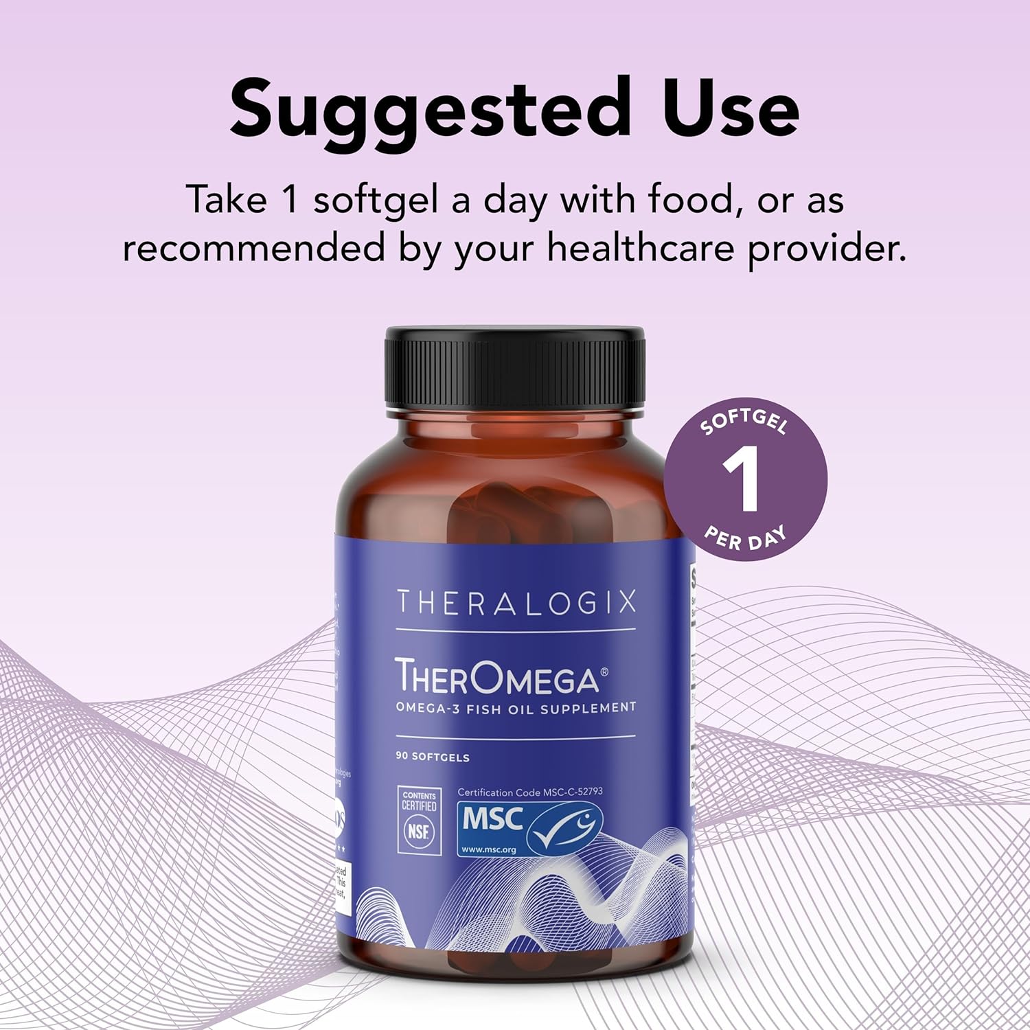 Theralogix TherOmega Omega-3 Fish Oil Supplement - Supports Heart, Brain, Immune & Joint Health* - 700 mg DHA & EPA from Wild Alaska Pollock - Sustainably Sourced - NSF Certified - 90 Softgels : Health & Household