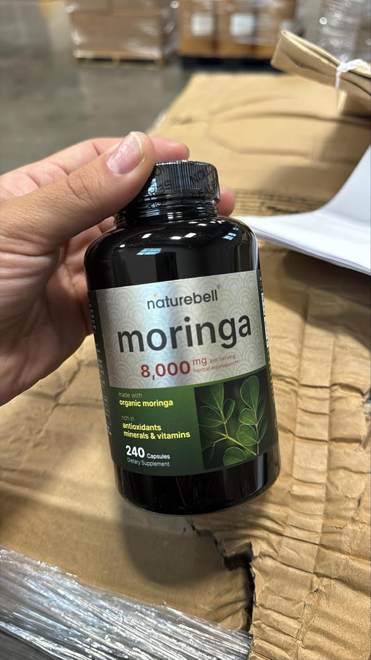 Naturebell Moringa Oleifera 8000Mg Per Serving & Nac Supplement (N-Acetyl Cysteine) With Quercetin, 1,200Mg Per Serving Bundle 2 Pack | Made With Organic Moringa Leaf Powder | Double Strength A