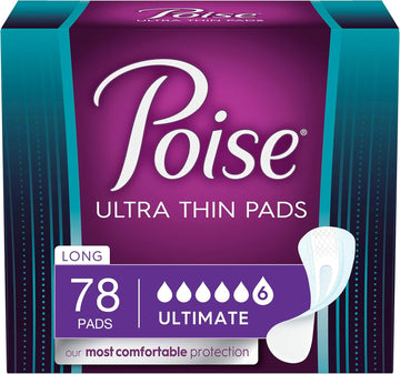 Poise Ultra Thin Incontinence Pads for Women, Ultimate Absorbency, Long Length, 78 Count (Packaging May Vary) : Everything Else